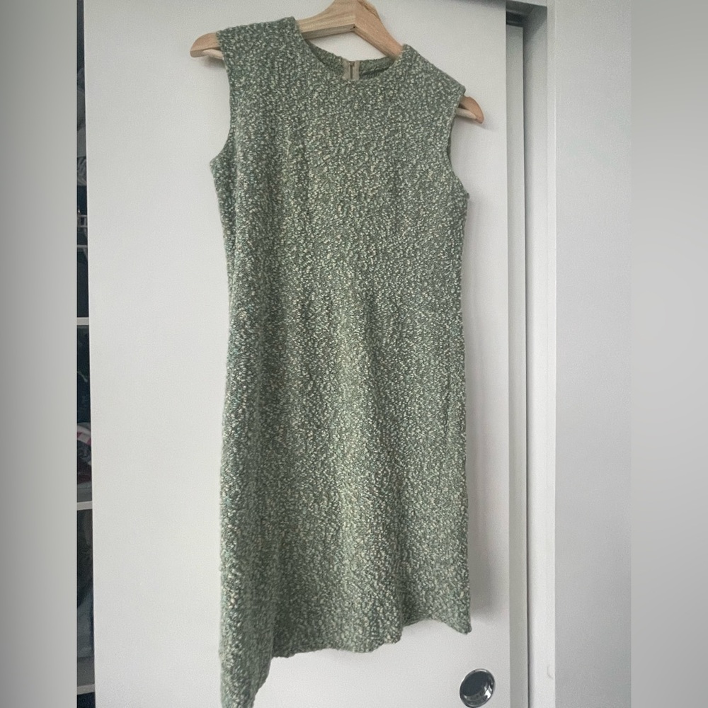 Gorgeous Green Vintage Wool Matching Dress and Shacket Set About Size Small